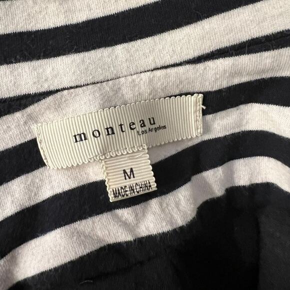 Monteau Black and White Stripe Blazer Womens Medium - Picture 4 of 5